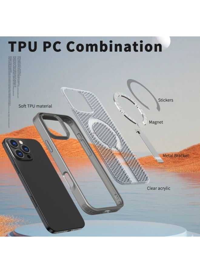 Reebux iPhone 17 Pro Max Cooling Case with 3D Dual Honeycomb Heat Dissipation, Magnetic MagSafe Ring & Metal Stand, Full-Body Precision-Raised Anti-Drop Protection - Image 4